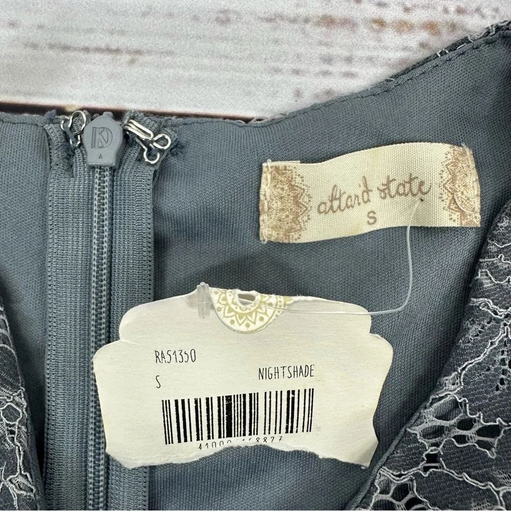Altar'd State Size Small Nightshade Gray Lace Lined Dress NEW